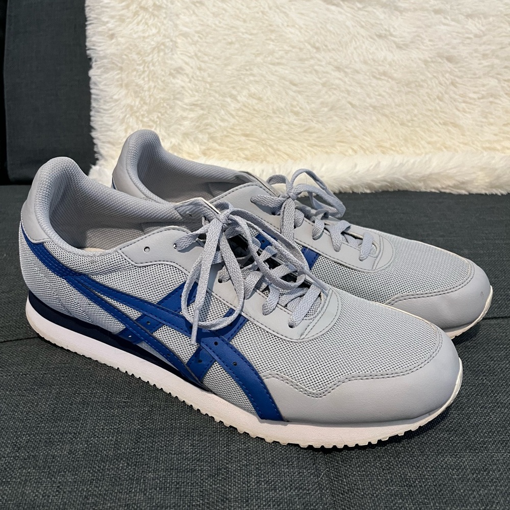 Asics Gray and Blue Athletic Shoes